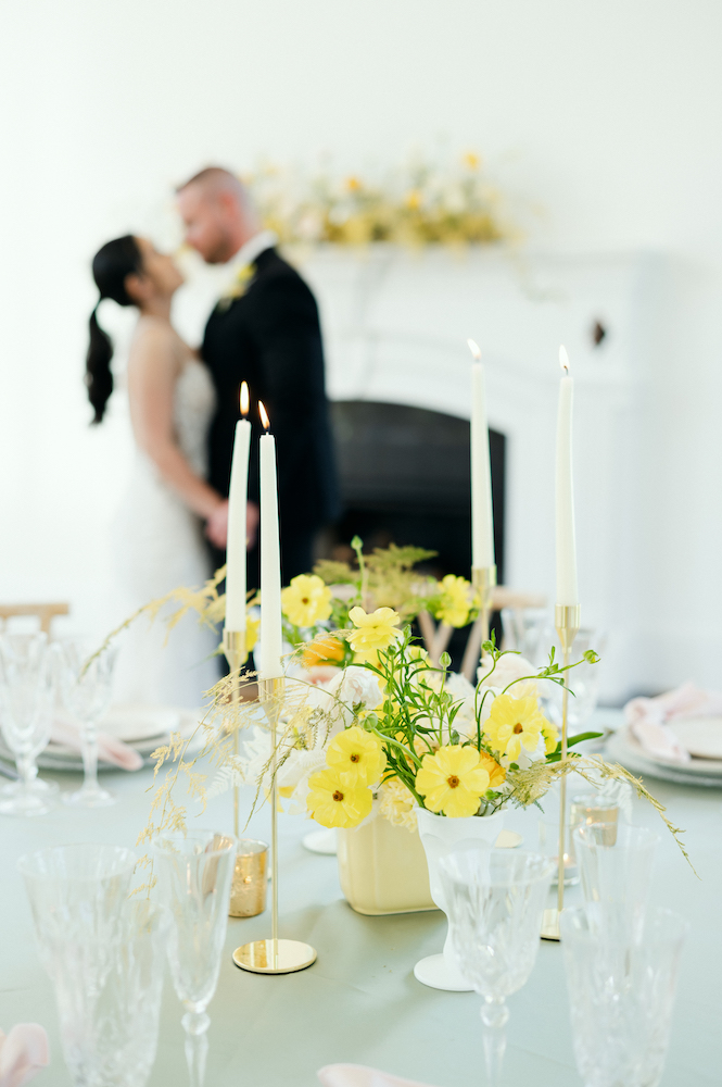 Yellow centerpieces by Virginia wedding florist